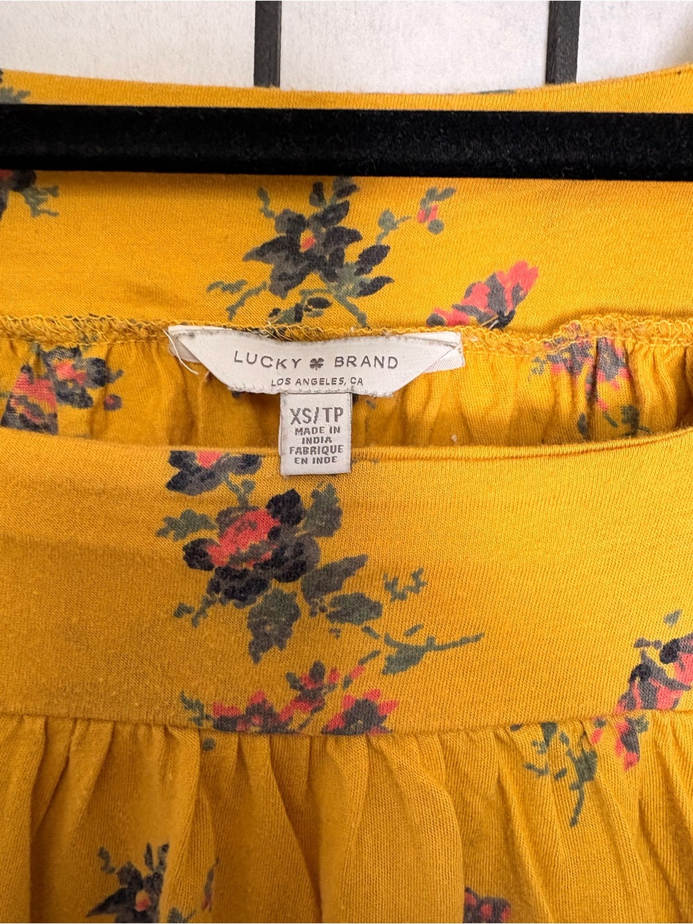 Lucky Brand Women’s Yellow Floral Square-Neck Top - Picture 2 of 3
